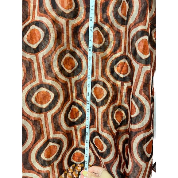 Zara Groovy Retro Orange Geometric Printed Organza Long Sleeve Mini Dress XL - Picture 13 of 13